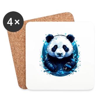 Panda im Wasser - Untersetzer (4er-Set) - Weiß - Vorne