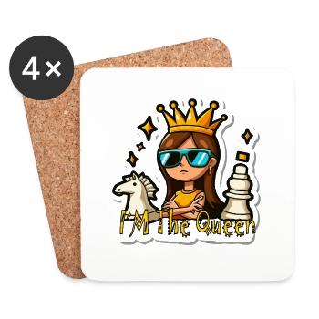 Dame Königin Queen Schach - Untersetzer (4er-Set) - Weiß - Vorne