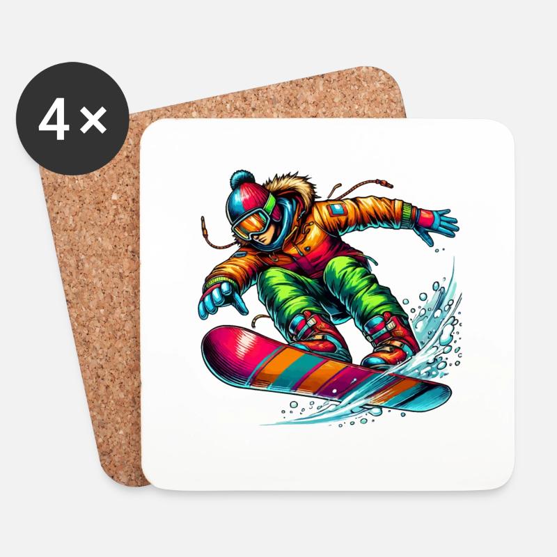 snowboarder - Untersetzer (4er-Set) - Weiß