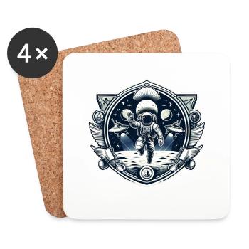 Astronaute Lune OVNI Logo - Dessous de verre (lot de 4) - blanc - Devant