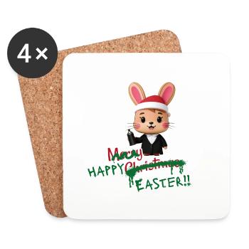 Merry Christmas XXX Happy Easter - Untersetzer (4er-Set) - Weiß - Vorne