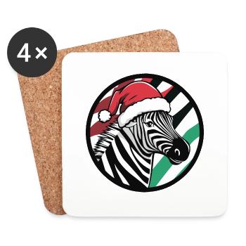 Zebra Weihnachten X-Mas - Untersetzer (4er-Set) - Weiß - Vorne