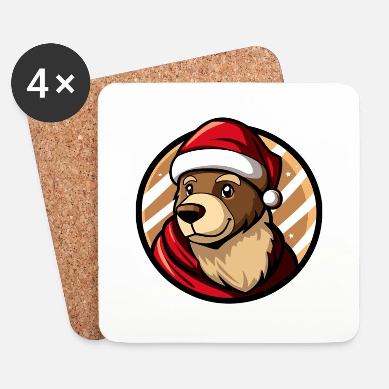 Bär Weihnachten X-Mas - Untersetzer (4er-Set) - Weiß