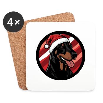 Dobermann Hund Weihnachten X-Mas - Untersetzer (4er-Set) - Weiß - Vorne