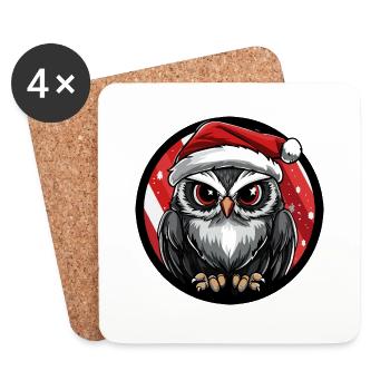 hibou Noël Noël - Dessous de verre (lot de 4) - blanc - Devant