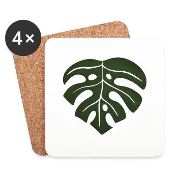 Feuille de monstera - Dessous de verre (lot de 4) - blanc - Devant