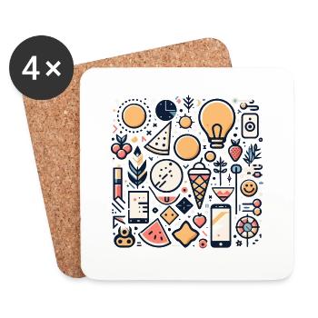 Colorful Icons and Symbols - Coasters (set of 4) - white - Front