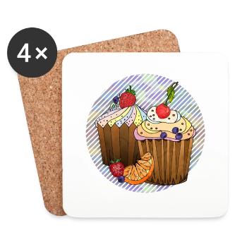 Gâteaux - Dessous de verre (lot de 4) - blanc - Devant