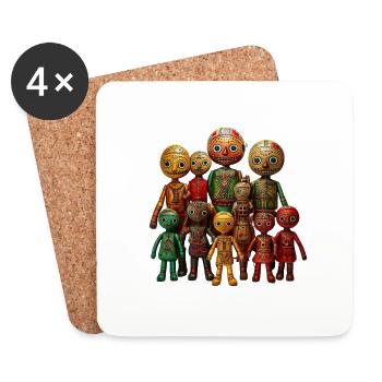 🪆 Poupée Vaudou aux Couleurs de l’Afrique - Dessous de verre (lot de 4) - blanc - Devant