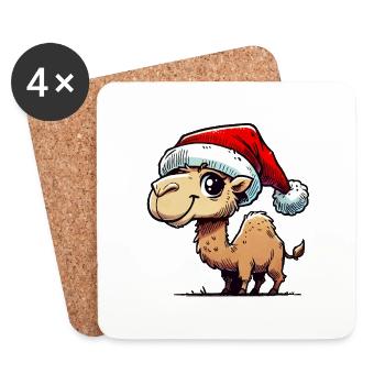 Noël à dos de chameau - Dessous de verre (lot de 4) - blanc - Devant