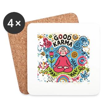 Bon karma - Gutes Karma - Dessous de verre (lot de 4) - blanc - Devant