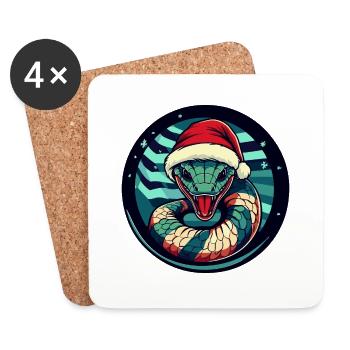 Serpent Cobra Noël Noël - Dessous de verre (lot de 4) - blanc - Devant