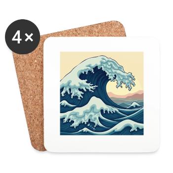 Fantastic Atlantic Ocean - Retro Ocean Waves - Coasters (set of 4) - white - Front