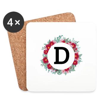Blumenkrone Buchstabe - Untersetzer (4er-Set) - Weiß - Vorne