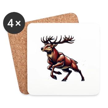 Red Deer Hunting Driven Hunt - Coasters (set of 4) - white - Front