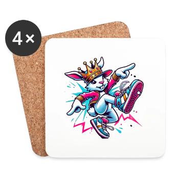 Dancing Rabbit - Coasters (set of 4) - white - Front