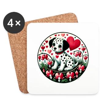 Dalmatian Valentine - Coasters (set of 4) - white - Front