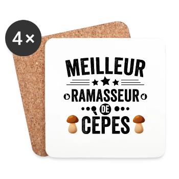 Meilleur Ramasseur De Cèpes Champignons Cèpe - Dessous de verre (lot de 4) - blanc - Devant