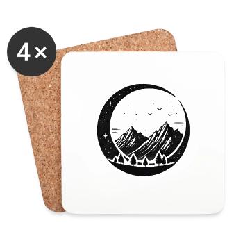 Montagnes de nuit - Dessous de verre (lot de 4) - blanc - Devant