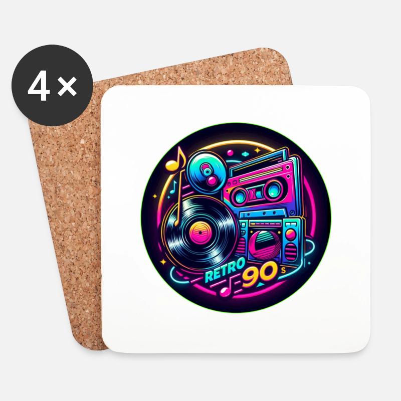 Retro 90s Logo - Untersetzer (4er-Set) - Weiß