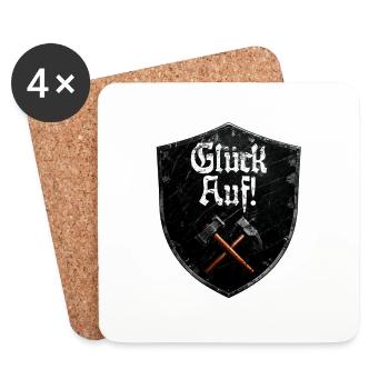 Bonne chance sur le logo minage mineur maillet et fer - Dessous de verre (lot de 4) - blanc - Devant