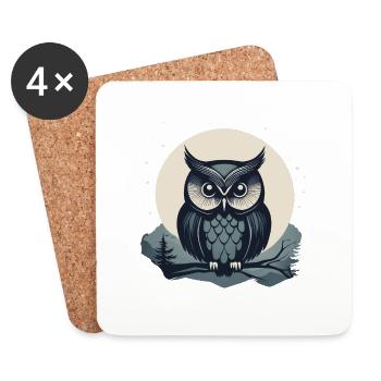Stylized Owl - Coasters (set of 4) - white - Front