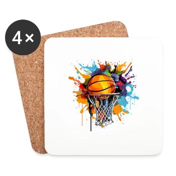 Colorful Basketball Hoop Pop Art - Coasters (set of 4) - white - Front