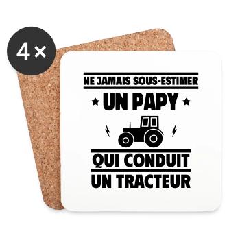 Ne jamais sous-estimer un papy agriculteur - Dessous de verre (lot de 4) - blanc - Devant