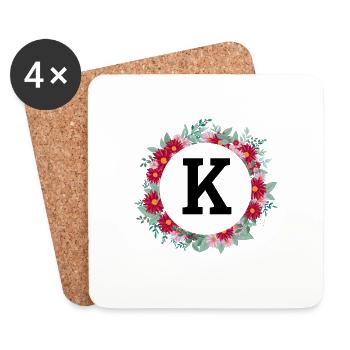 Letter k floral crown - Coasters (set of 4) - white - Front