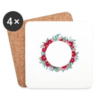 Lettre l couronne florale - Dessous de verre (lot de 4) - blanc - Devant