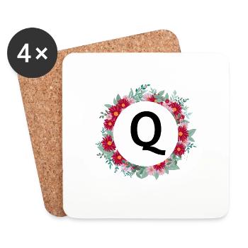 Buchstabe q Blumenkrone - Untersetzer (4er-Set) - Weiß - Vorne