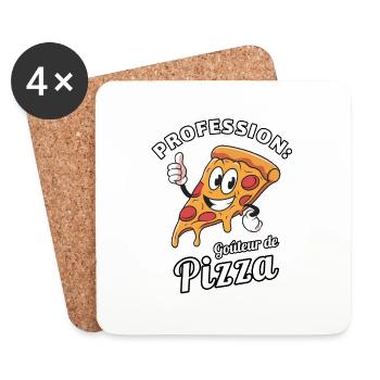 PROFESSION Goûteur de pizza - Dessous de verre (lot de 4) - blanc - Devant