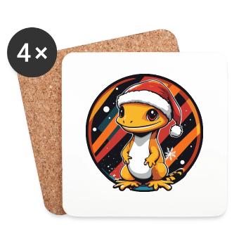 Echse Weihnachten X-Mas - Untersetzer (4er-Set) - Weiß - Vorne