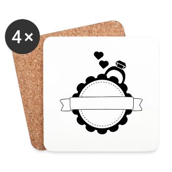 Logo mariage - Dessous de verre (lot de 4) - blanc - Devant