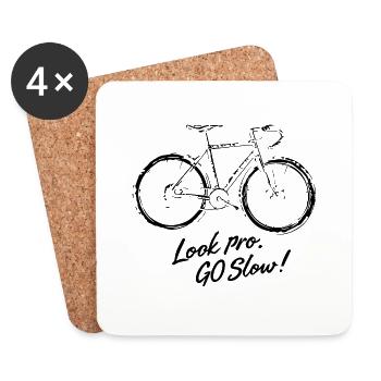 Look Pro Go Slow - Design für den Radfahrer - Untersetzer (4er-Set) - Weiß - Vorne