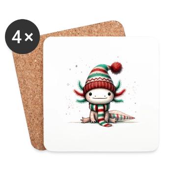 Axolotl lutin de Noël - Dessous de verre (lot de 4) - blanc - Devant