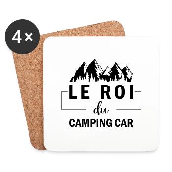 roi du camping car cadeau humour camping-car - Dessous de verre (lot de 4) - blanc - Devant