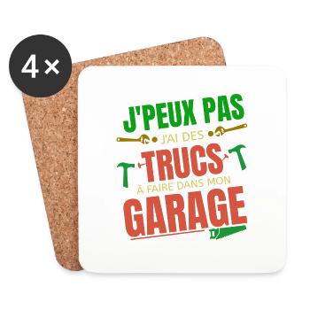 Je peux pas bricoleur Garage - Dessous de verre (lot de 4) - blanc - Devant
