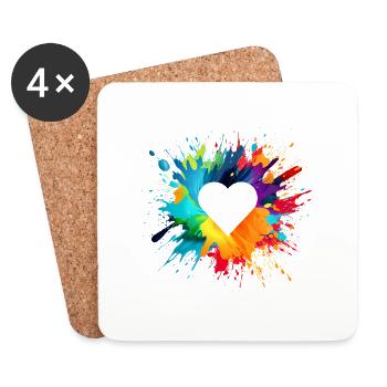 Heart Pop Art Colorful - Coasters (set of 4) - white - Front