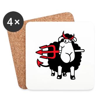 Schaf Teufel Satan Hölle Böse Dreizack Hörner Cool - Untersetzer (4er-Set) - Weiß - Vorne