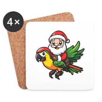 Perroquet Père Noël dessin animé - Dessous de verre (lot de 4) - blanc - Devant