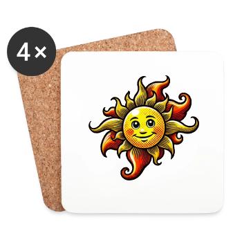 Sonne - Untersetzer (4er-Set) - Weiß - Vorne