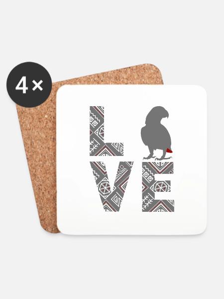 African grey parrot - Coasters (set of 4) - white