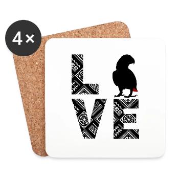 African Grey Parrot Love - Coasters (set of 4) - white - Front