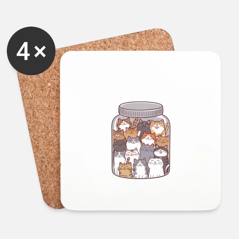 Antidepressiva Katzen Geschenk Katzenbesitzer - Untersetzer (4er-Set) - Weiß