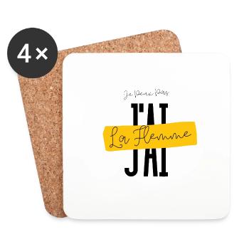 Je Peux Pas J'ai La Flemme - Dessous de verre (lot de 4) - blanc - Devant