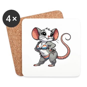 Bath mouse - Coasters (set of 4) - white - Front