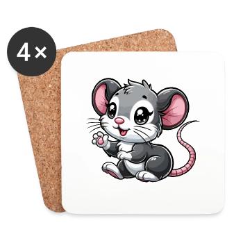 Mouse child waving - Coasters (set of 4) - white - Front
