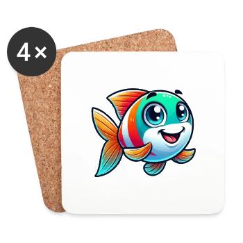 fish comic - Coasters (set of 4) - white - Front