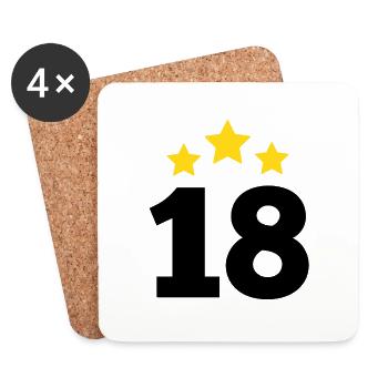 18 ans étoile - cadeau 18e anniversaire - Dessous de verre (lot de 4) - blanc - Devant